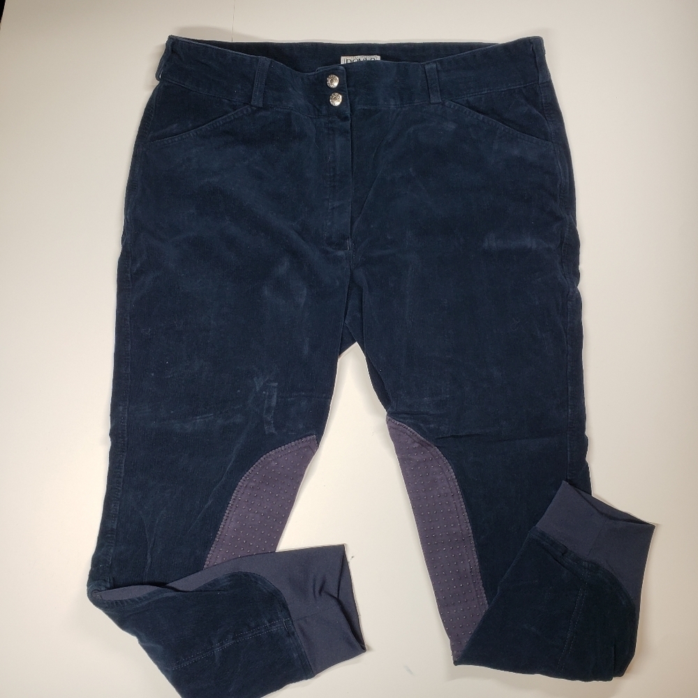 Dover Saddlery Navy Corduroy Breeches Riding Pants Size 34